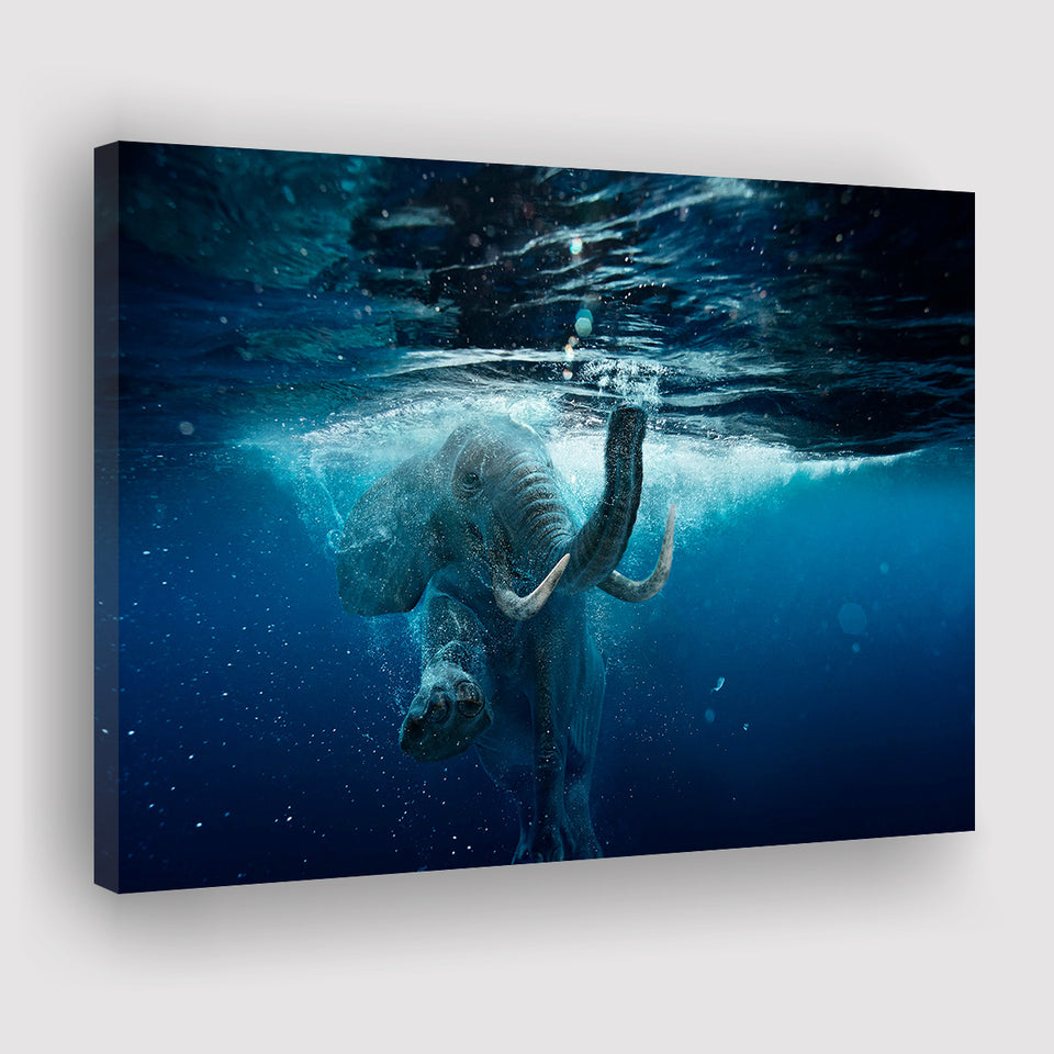 Swimming Elephant Canvas Prints Wall Art Decor - Painting Canvas,Home Decor, Ready to Hang