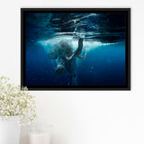 Swimming Elephant Framed Canvas Prints Wall Art Decor, Framed Picture, Floating Frame