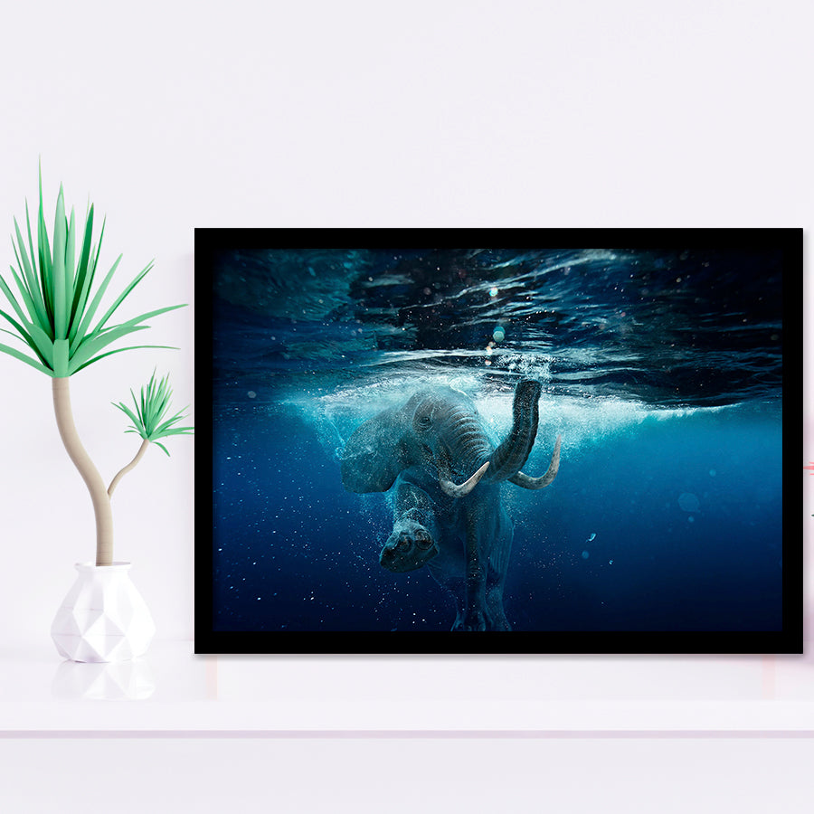 Swimming Elephant Framed Art Prints Wall Art Decor, Framed Picture, Home Decor