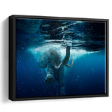 Swimming Elephant Framed Canvas Prints Wall Art Decor, Framed Picture, Floating Frame