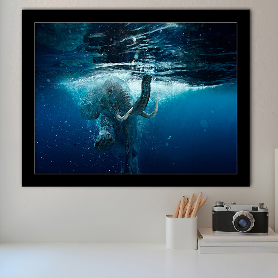 Swimming Elephant Framed Art Prints Wall Art Decor, Framed Picture, Home Decor