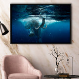 Swimming Elephant Framed Canvas Prints Wall Art Decor, Framed Picture, Floating Frame