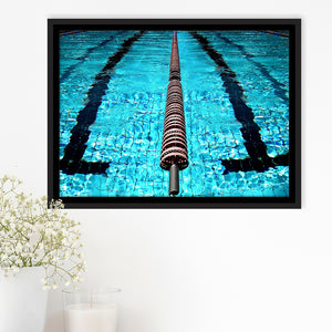Swimming Pool Underwater Canvas Art, Swimming Framed Canvas Prints Wall Art Decor, Black Floating Frame
