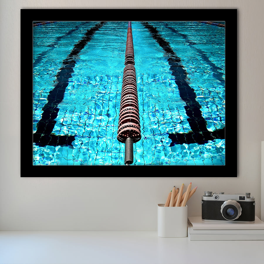 Swimming Pool Underwater Art, Swimming Framed Art Prints Wall Art Decor,Black Frame, Ready to hang