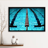Swimming Pool Underwater Canvas Art, Swimming Framed Canvas Prints Wall Art Decor, Black Floating Frame