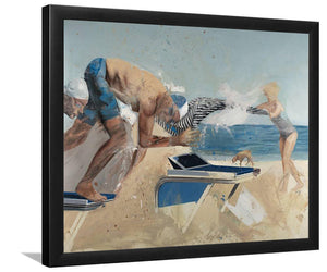 Swimming start with towel-Sport Art, Art Print, Frame Art,Plexiglass Cover