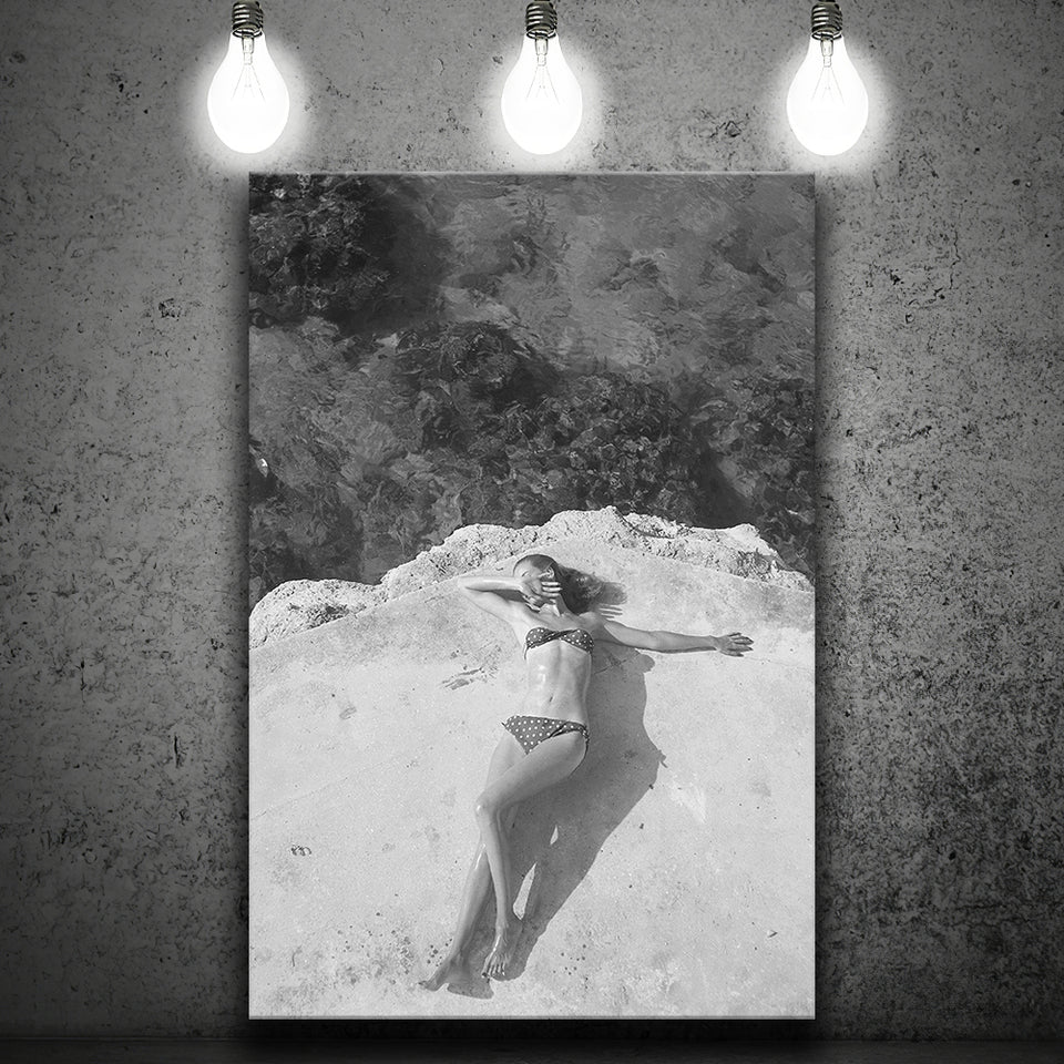Swimsuit Black And White Print, Beach Canvas Prints Wall Art Home Decor