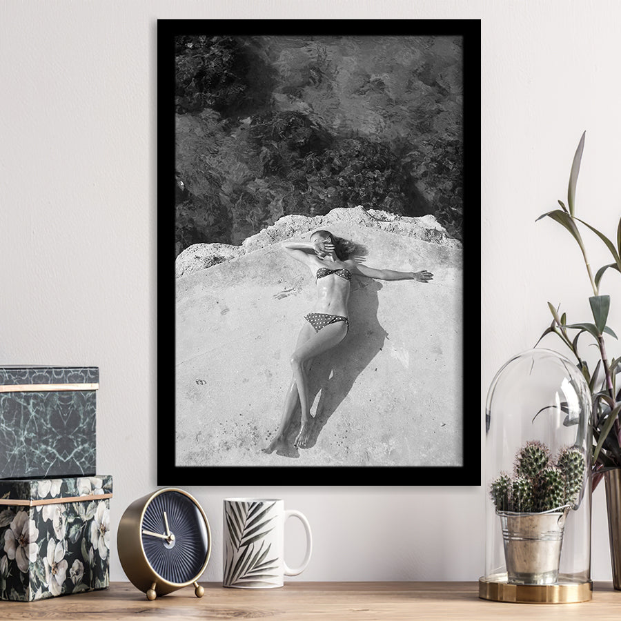 Swimsuit Black And White Print, Beach Framed Art Print Wall Art Decor,Framed Picture