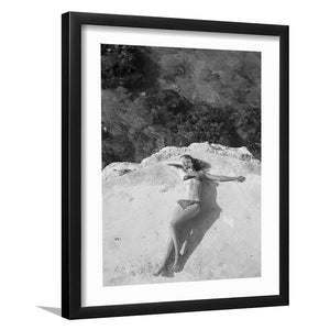 Swimsuit Black And White Print, Beach Framed Art Prints Wall Art Decor, White Border