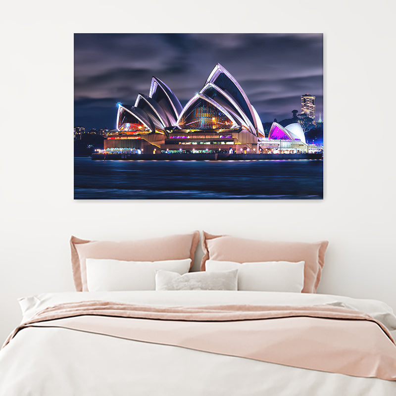 Sydney Opera House Australia Light In The Night Canvas Wall Art - Canvas Prints, Prints For Sale, Painting Canvas,Canvas On Sale