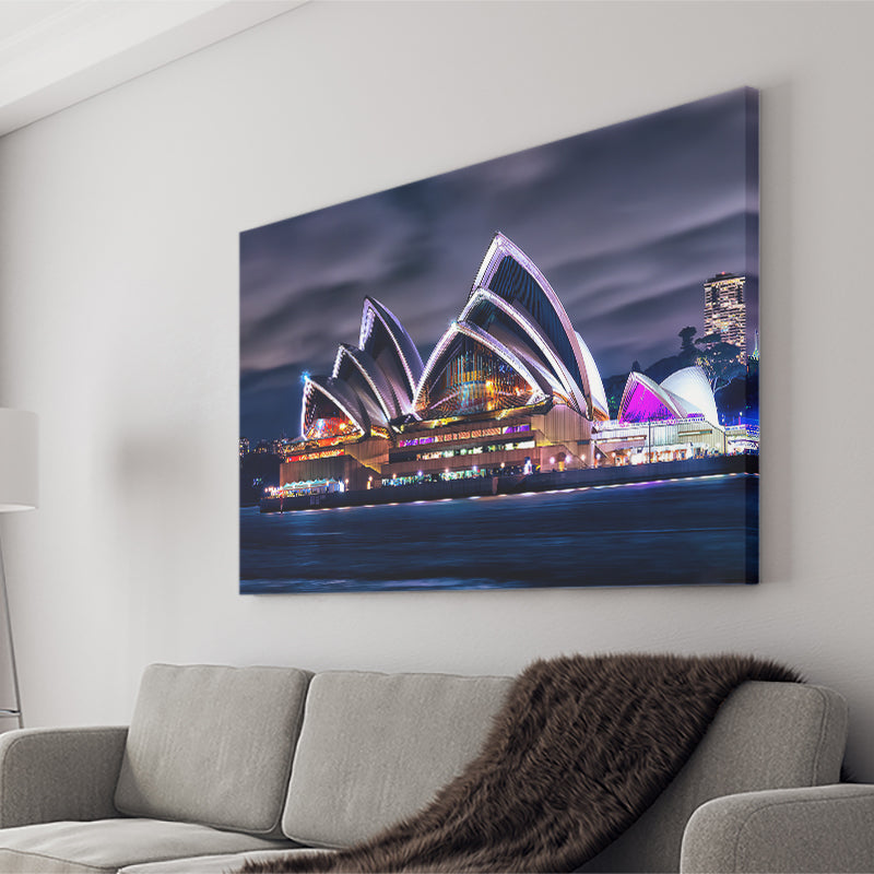 Sydney Opera House Australia Light In The Night Canvas Wall Art - Canvas Prints, Prints For Sale, Painting Canvas,Canvas On Sale