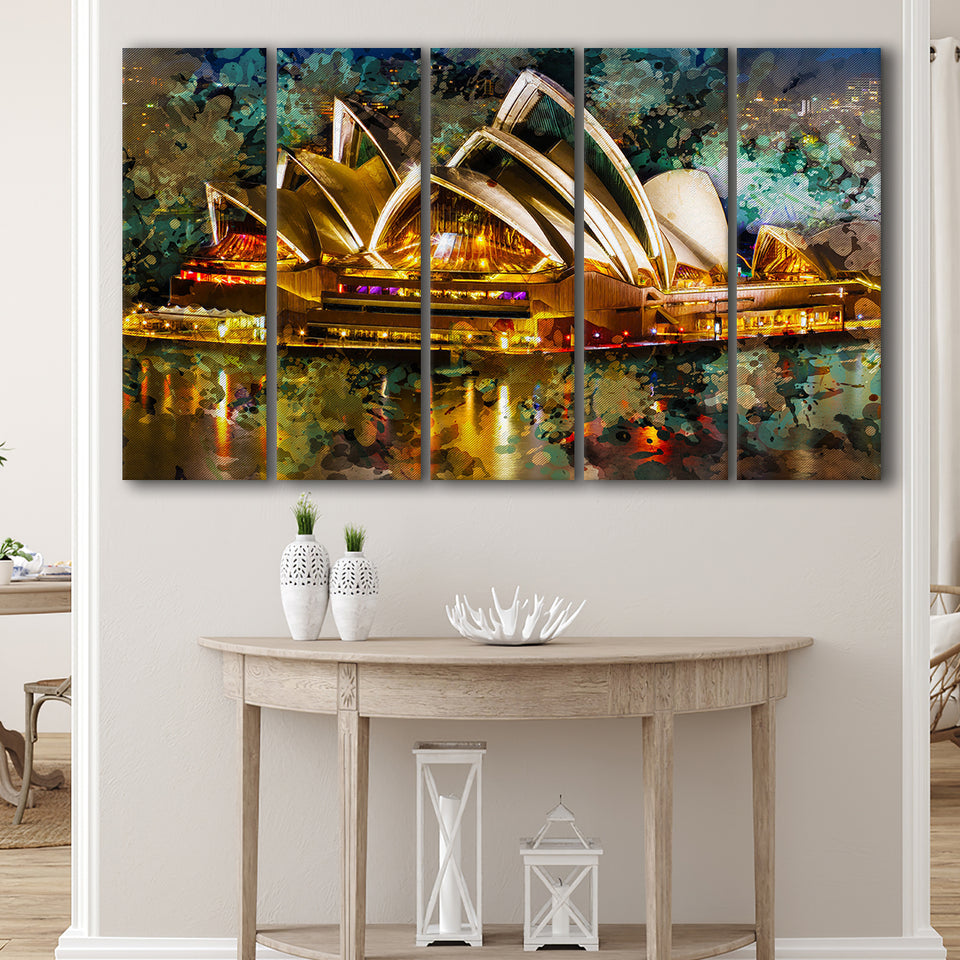 Sydney Opera House 5 Piece B Canvas Prints Wall Art Decor, Multi Panels,Large Canvas, Home Decor
