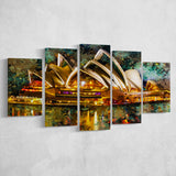 Sydney Opera House 5 Pieces Canvas Prints Wall Art Decor - Painting Canvas, Mixed Canvas, Multi Panels