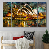 Sydney Opera House 5 Piece B Canvas Prints Wall Art Decor, Multi Panels,Large Canvas, Home Decor