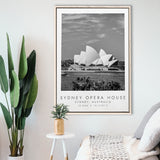 Sydney Opera House Black And White Art Framed Canvas Prints Wall Art Home Decor, Floating Frame