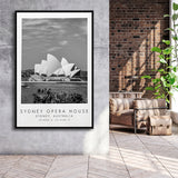 Sydney Opera House Black And White Art Framed Canvas Prints Wall Art Home Decor, Floating Frame