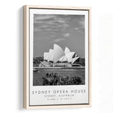 Sydney Opera House Black And White Art Framed Canvas Prints Wall Art Home Decor, Floating Frame