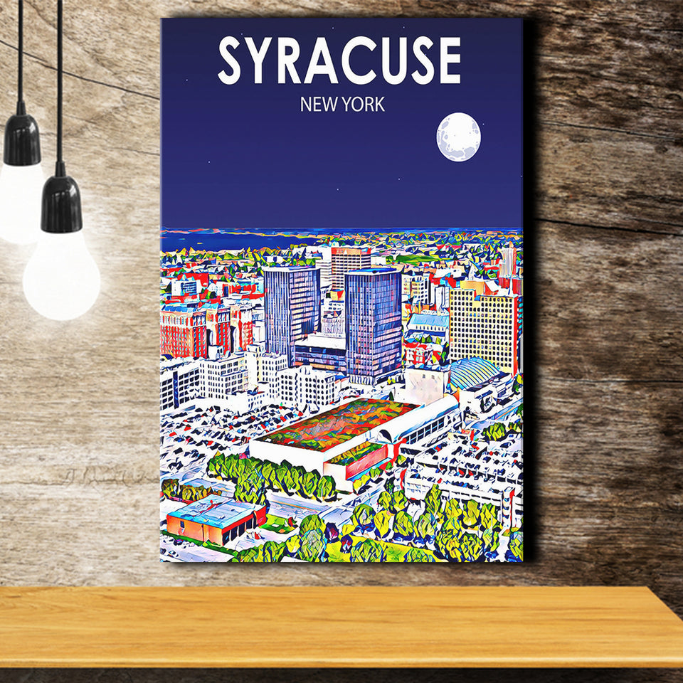 Syracuse New York Art Night Landscape ,City Art Print, Large Canvas, Canvas Print Wall Art Home Decor