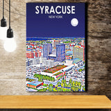 Syracuse New York Art Night Landscape ,City Art Print, Large Canvas, Canvas Print Wall Art Home Decor