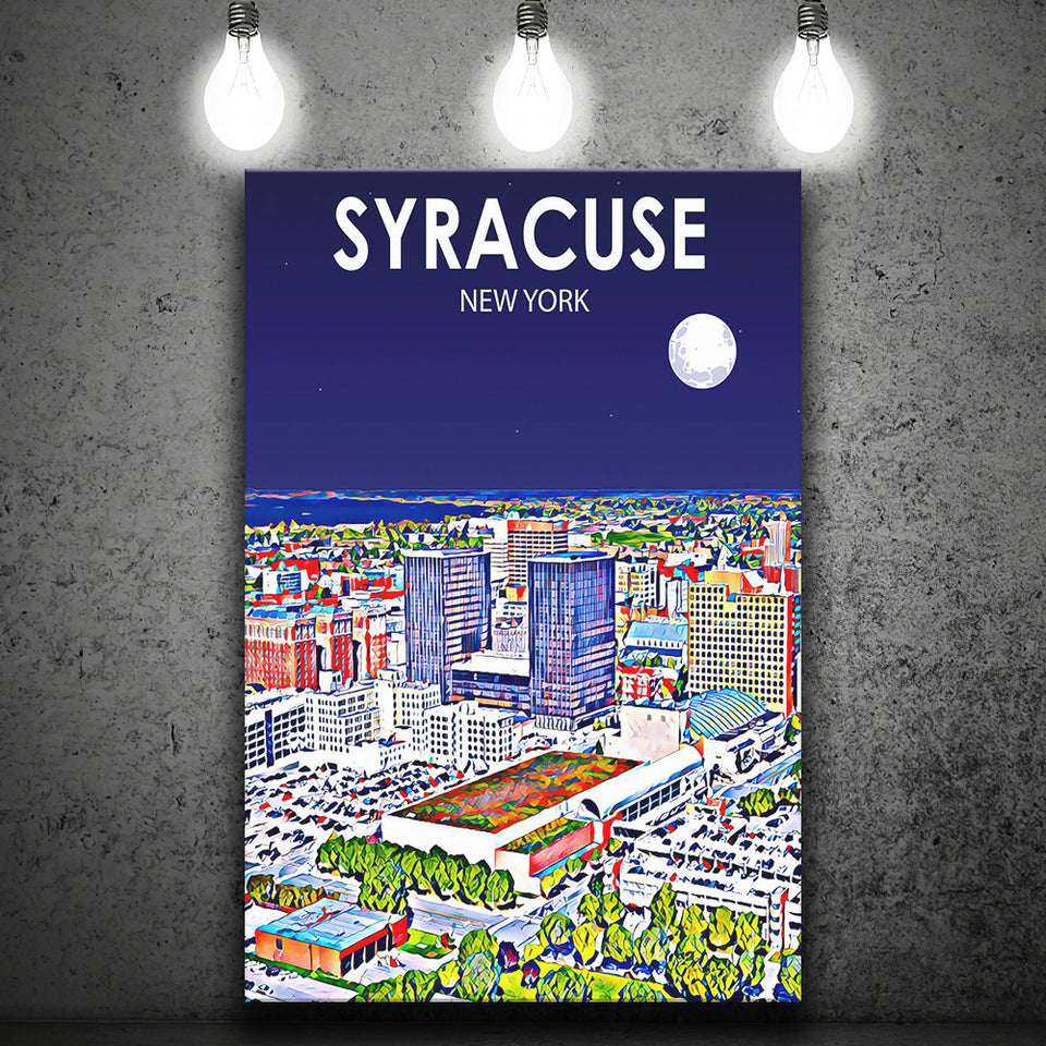 Syracuse New York Art Night Landscape ,City Art Print, Large Canvas, Canvas Print Wall Art Home Decor