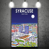 Syracuse New York Art Night Landscape ,City Art Print, Large Canvas, Canvas Print Wall Art Home Decor