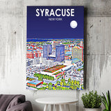 Syracuse New York Art Night Landscape ,City Art Print, Large Canvas, Canvas Print Wall Art Home Decor