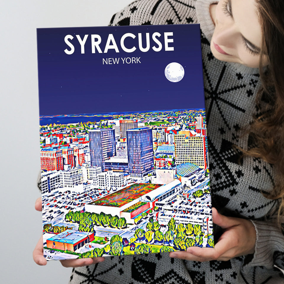 Syracuse New York Art Night Landscape ,City Art Print, Large Canvas, Canvas Print Wall Art Home Decor
