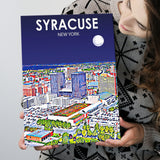 Syracuse New York Art Night Landscape ,City Art Print, Large Canvas, Canvas Print Wall Art Home Decor