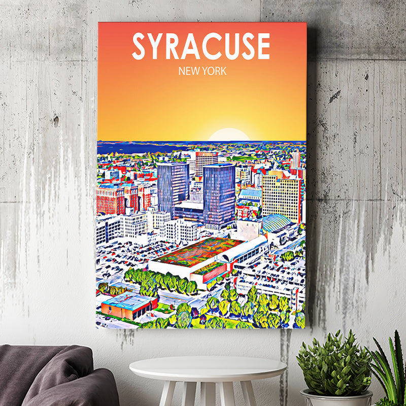 Syracuse New York Art Sunset Landscape ,City Art Print, Large Canvas, Canvas Print Wall Art Home Decor