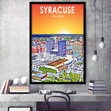 Syracuse New York Art Sunset Landscape, City Art Print, Framed Art Print Wall Art Home Decor, Framed Picture