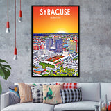 Syracuse New York Art Sunset Landscape, City Art Print, Framed Art Print Wall Art Home Decor, Framed Picture