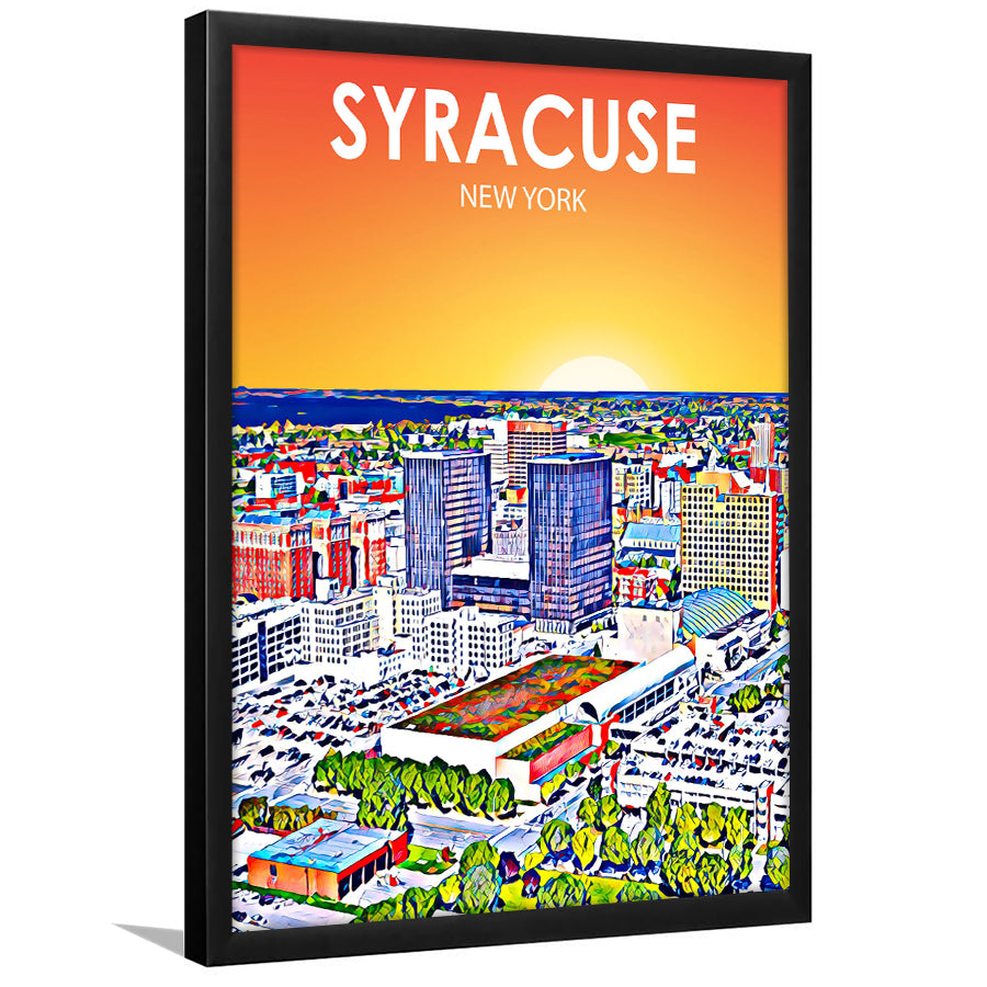 Syracuse New York Art Sunset Landscape, City Art Print, Framed Art Print Wall Art Home Decor, Framed Picture