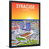 Syracuse New York Art Sunset Landscape, City Art Print, Framed Art Print Wall Art Home Decor, Framed Picture