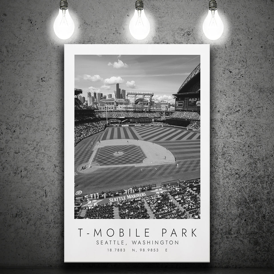 T-Mobile Park Seattle Mariners Baseball Lovers Black And White Art Canvas Prints Wall Art Home Decor
