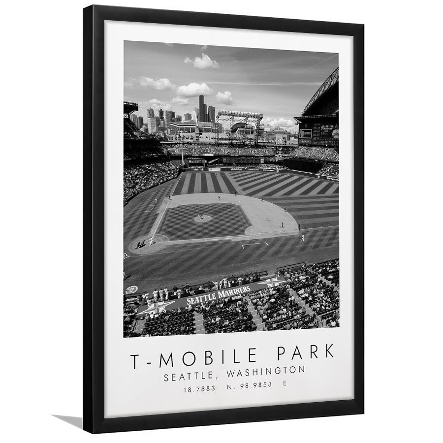 T-Mobile Park Seattle Mariners Baseball Lovers Black And White Art Framed Art Prints Wall Art Decor, Framed Picture