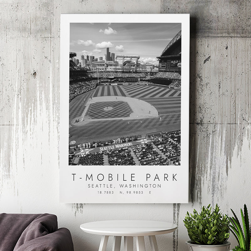 T-Mobile Park Seattle Mariners Baseball Lovers Black And White Art Canvas Prints Wall Art Home Decor