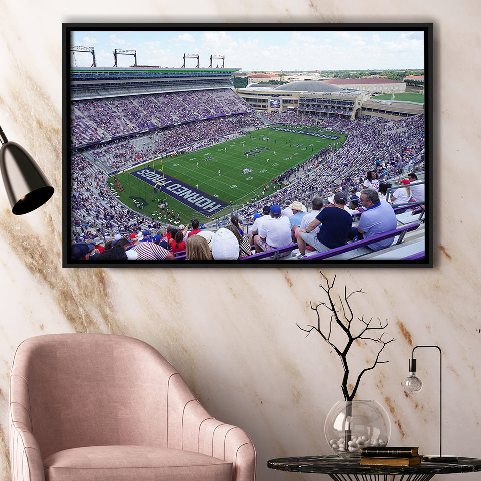 TCU Horned Frogs Framed Canvas Prints Wall Art Amon G Carter,Sport Stadium Art Prints, Fan Gift