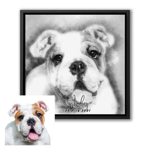 Custom Pencil Sketch Framed Canvas Prints, Personalised Family Portrait With Pet, Memory Gift, Personalised Gift, Wall Art - Painting Prints