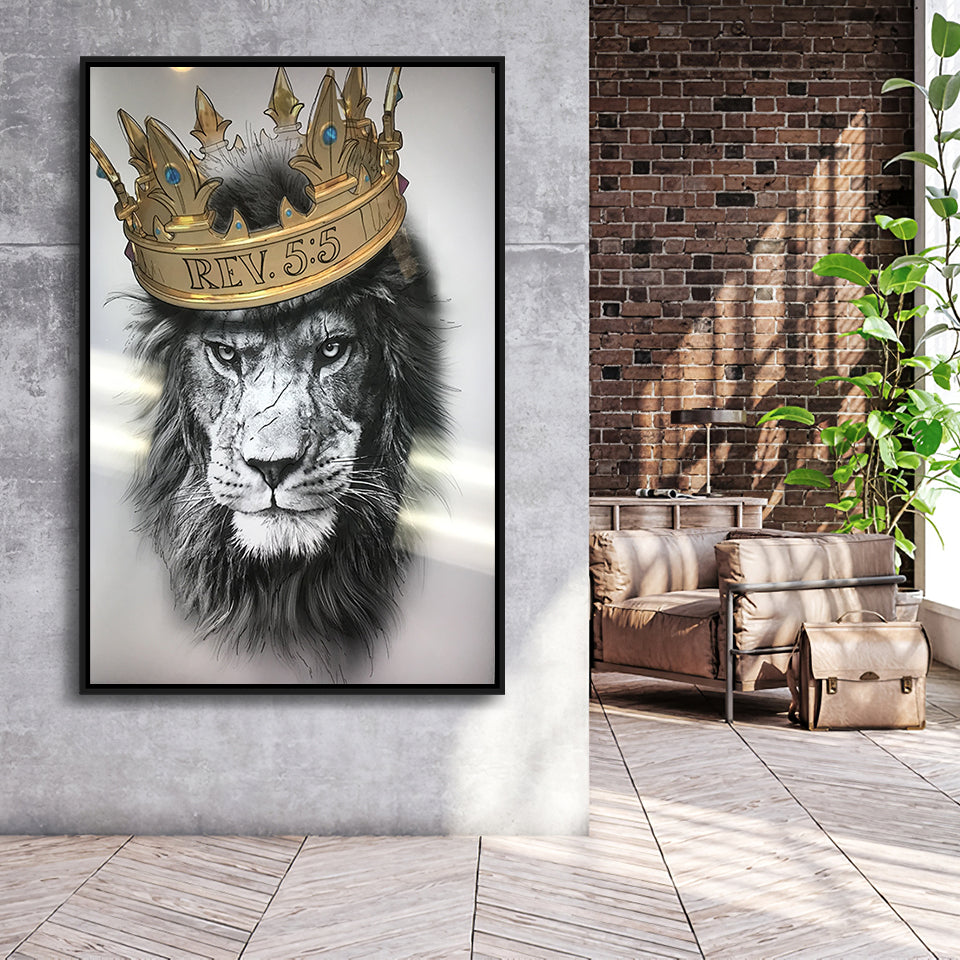The King v1 Framed Canvas Prints Wall Art Home Decor - Painting Canvas,Black Frame, Ready to hang