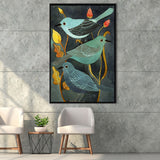 Three Little Birds Framed Canvas Prints Wall Art Home Decor - Painting Canvas,Black Frame, Ready to hang