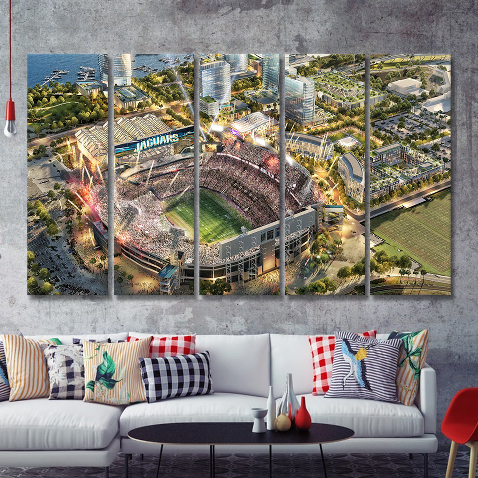 Tiaa Bank Field, Jacksonville Jaguars Stadium, American Football 5 Pieces B Canvas Prints Wall Art - Painting Canvas,Multi Panel,Fan Gift