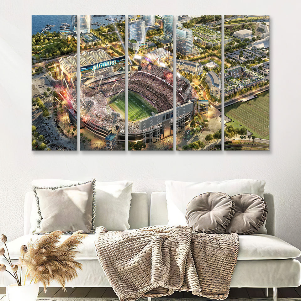 Tiaa Bank Field, Jacksonville Jaguars Stadium, American Football 5 Pieces B Canvas Prints Wall Art - Painting Canvas,Multi Panel,Fan Gift