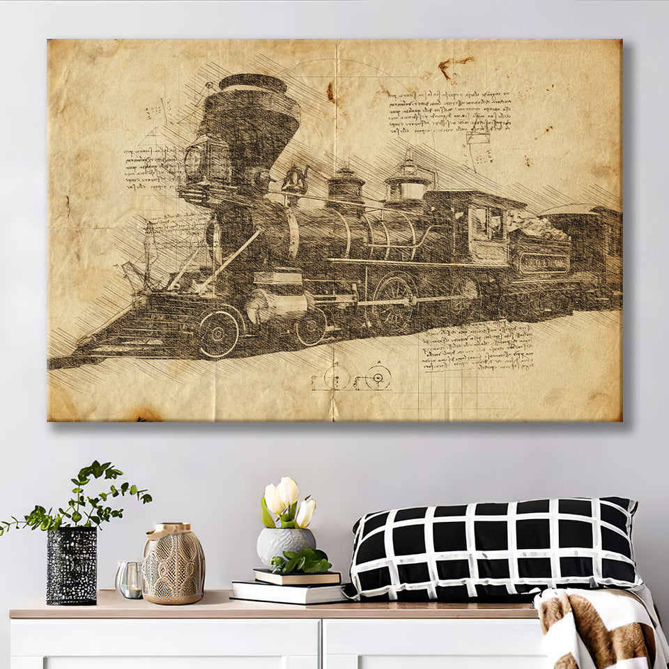 Train Engine Locomotive Railroad Railway Tracks Frei Canvas Prints Wall Art - Painting Canvas, Painting Prints, Wall Home Decor, For Sale