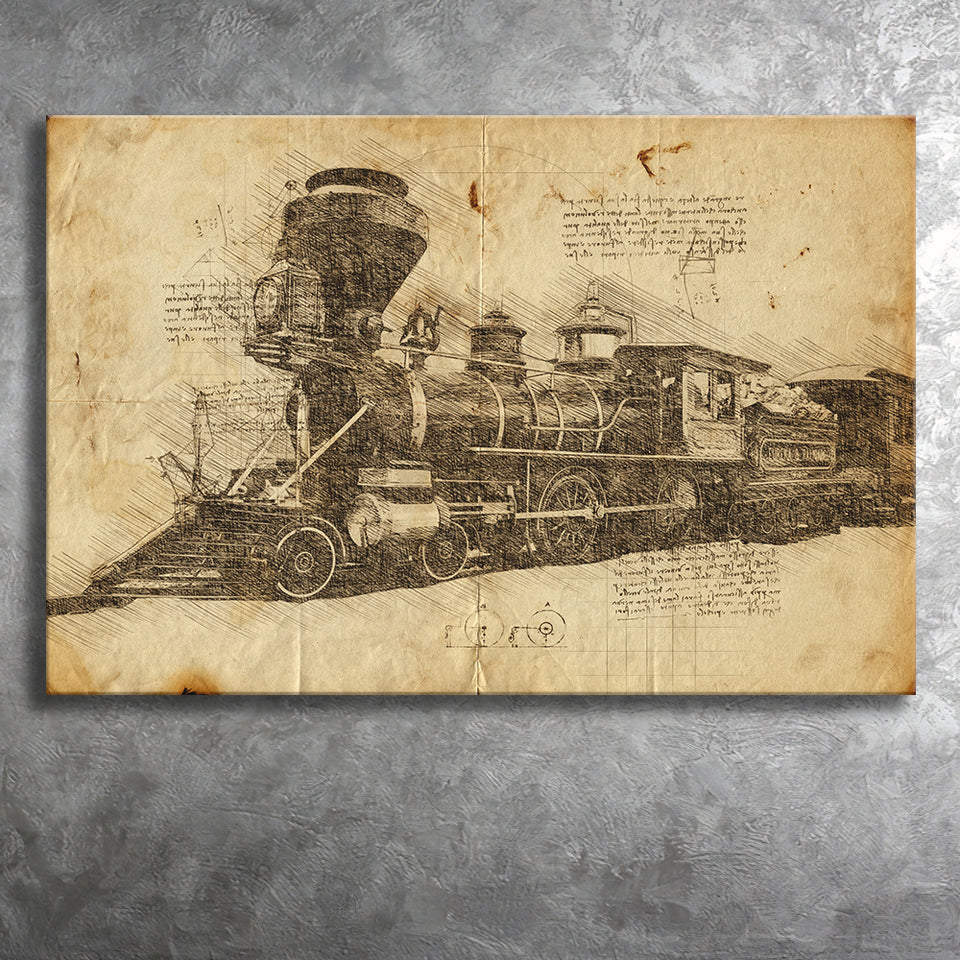 Train Engine Locomotive Railroad Railway Tracks Frei Canvas Prints Wall Art - Painting Canvas, Painting Prints, Wall Home Decor, For Sale