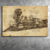 Train Engine Locomotive Railroad Railway Tracks Frei Canvas Prints Wall Art - Painting Canvas, Painting Prints, Wall Home Decor, For Sale