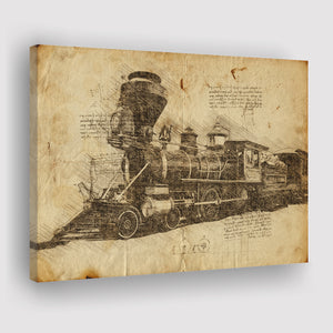 Train Engine Locomotive Railroad Railway Tracks Frei Canvas Prints Wall Art - Painting Canvas, Painting Prints, Wall Home Decor, For Sale