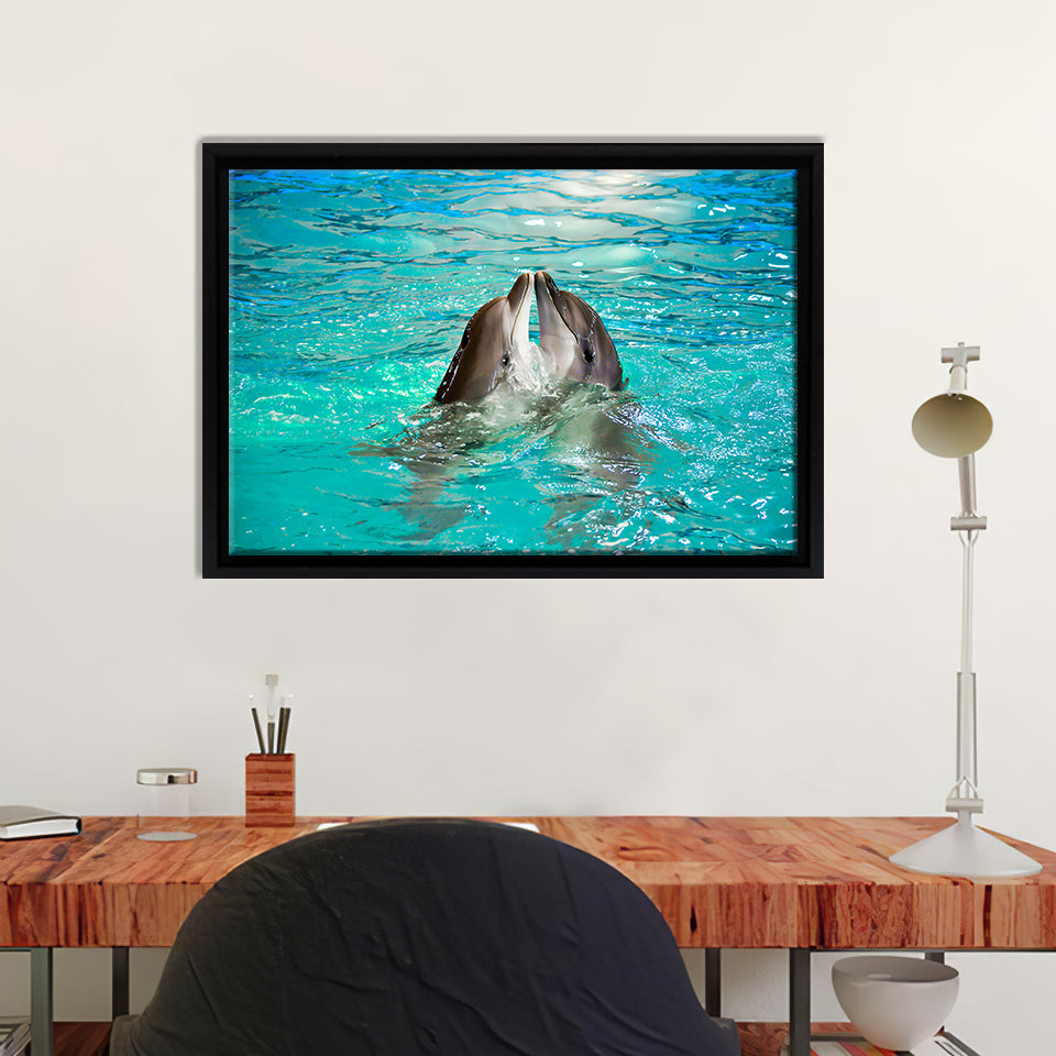 Two Dolphins Kissing Canvas Wall Art - Painting Canvas, Canvas Prints ...