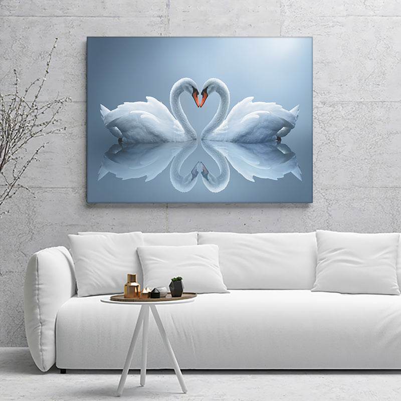 Two Swans In Love Canvas Wall Art - Painting Canvas, Canvas Prints, Painting Art, Prints for Sale