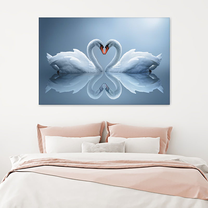 Two Swans In Love Canvas Wall Art - Painting Canvas, Canvas Prints, Painting Art, Prints for Sale