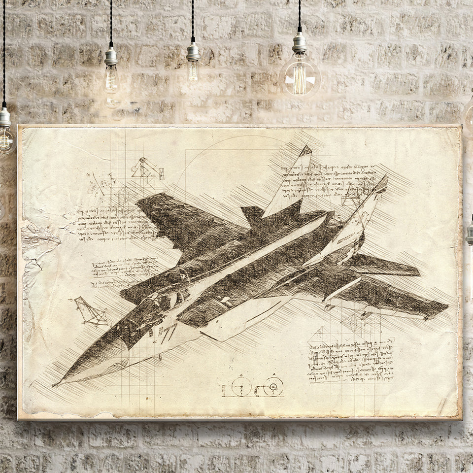 Tailless Delta Wing Mig 31 Davinci Style Canvas Prints - Painting Canv –  UnixCanvas